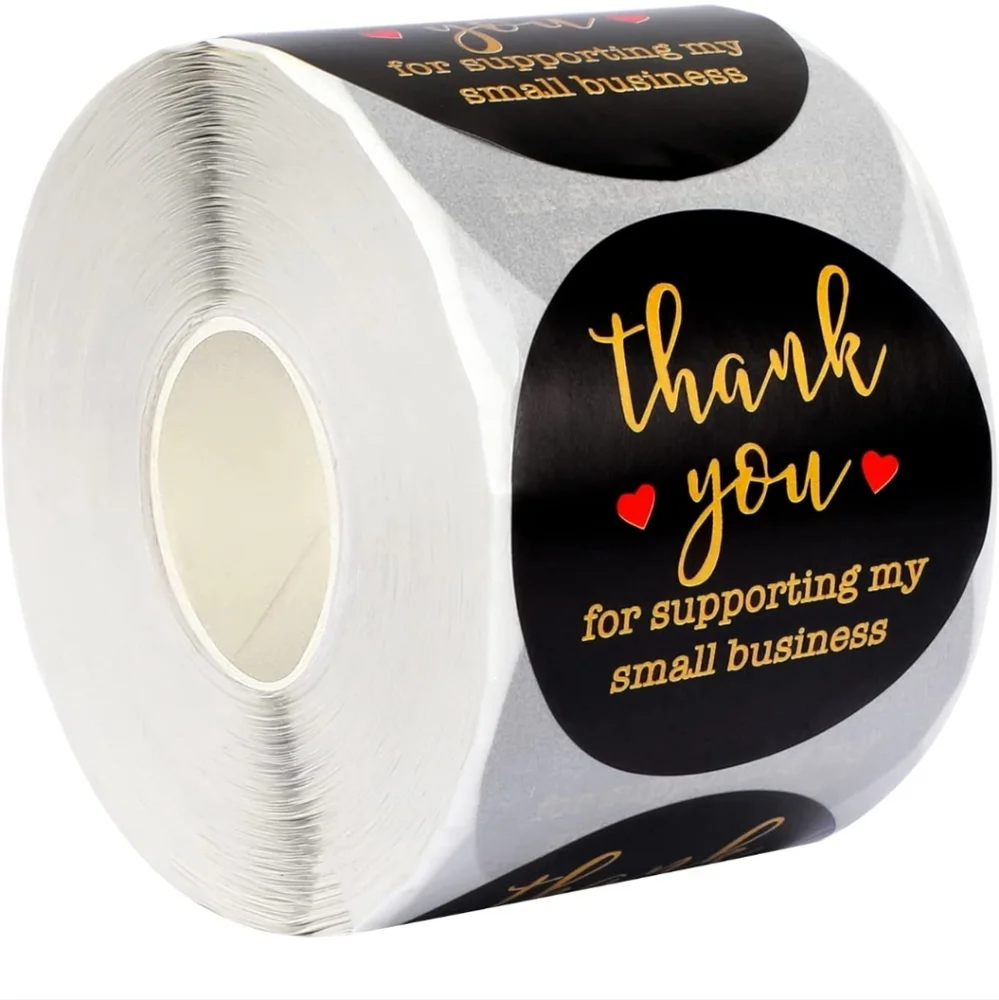 50 ct   2 inch, Black Thank You Labels Sticker, Thank You for Supporting…